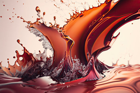 Red liquid splash closeup. Generative AIの素材