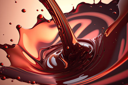 Red liquid splash closeup. Generative AIの素材