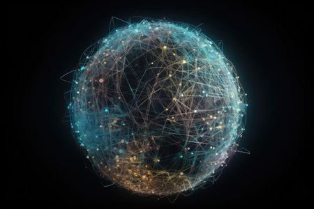 Internet connections, everything connects to everything. Web 2.0, Web 3.0. Shaped like a globe. Concept. High quality generative AIの素材