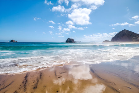 Picturesque seascape, sea, beach, and sky. High quality generative aiの素材