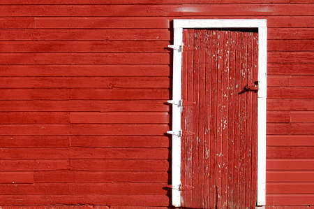 Door of Red Barn at Kansas Farm & Ranchの写真素材