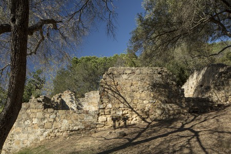 Ruins of a grist mill from 1827 in Santa Barbara, California near the Mission.の写真素材