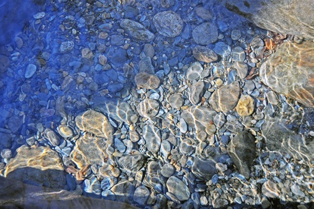 Stones on bottom of a clear streamの写真素材