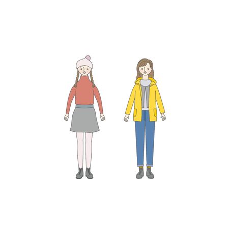 Smiling Girl (Autumn/winter style)のイラスト素材