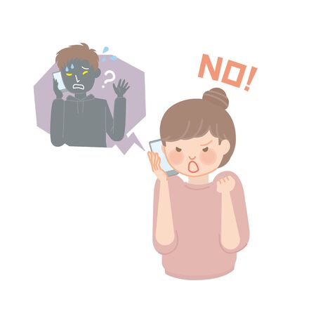 Housewife who refuses to scam phone calls (woman)のイラスト素材