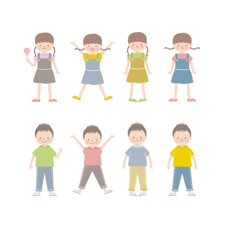 Children, Boys and Girls (Facial Expressions) 4のイラスト素材
