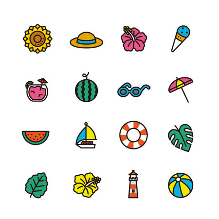 Simple icon set: Summer itemsのイラスト素材