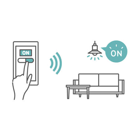 Smart home: Turn on the lights using your smartのイラスト素材