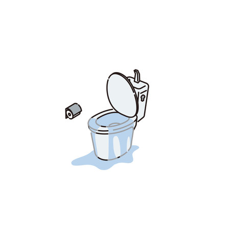 Stock Illustration: Household equipment: toilet (with hand wash, water leakage)のイラスト素材