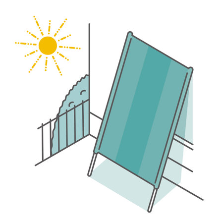 Install shades on windows to block sunlight and lower indoor temperature (energy saving measures in summer)のイラスト素材