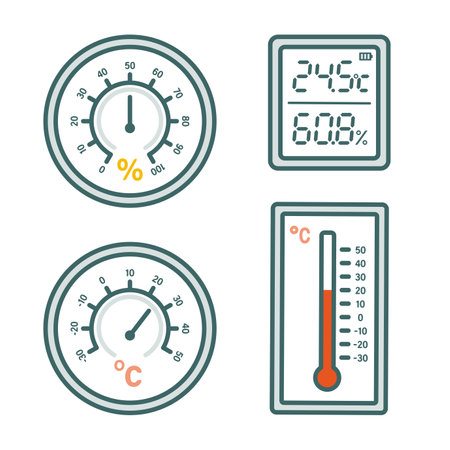 Thermometer and hygrometer set (digital,analog)のイラスト素材