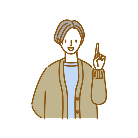 A pose in which a woman conveys a point with a smileのイラスト素材