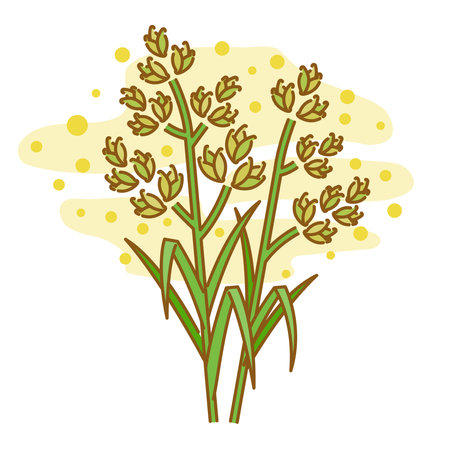 An image of pollen scattered from Chamomile, which causes hay fever.のイラスト素材