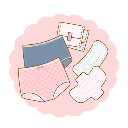 Women's Health: Sanitary napkin and sanitary shorts setのイラスト素材