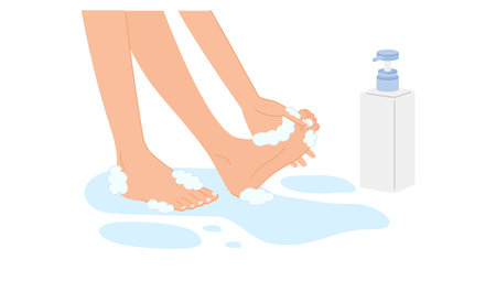 Measures against athlete's foot: Imagine washing your feet carefully with soap (when bathing)のイラスト素材