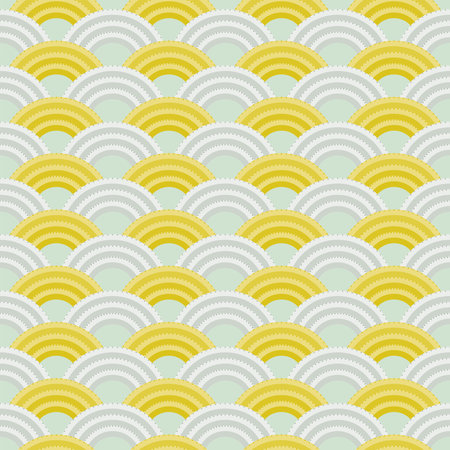Auspicious motifs and Japanese patterns: A simple and cute wave pattern (Seigaiha)のイラスト素材
