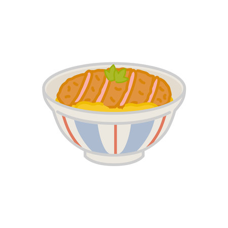 Simple and cute Japanese food icon: Katsudonのイラスト素材