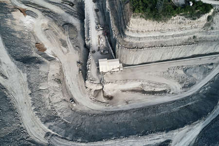 aerial view of the inside of a deep stone quarry in Germany, Steinbruch Mundelsheimの写真素材