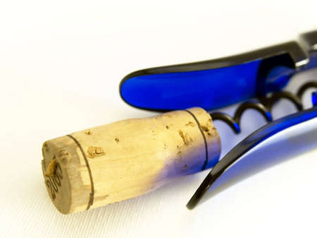 Blue corkscrew white backgroundの写真素材