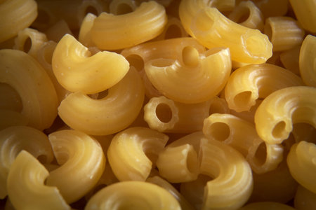 The image shows a close-up of pastaの写真素材