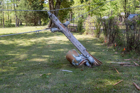Pine Bluff, Arkansas April 12th 2020, Easter Sunday storms with winds from 70mph and up. More than 124,000 customers without power. That wind caused several trees power lines to fall across the state. Power outages lasting more than 7 days in some areas.のeditorial素材