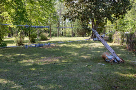 Pine Bluff, Arkansas April 12th 2020, Easter Sunday storms with winds from 70mph and up. More than 124,000 customers without power. That wind caused several trees power lines to fall across the state. Power outages lasting more than 7 days in some areas.のeditorial素材