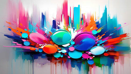 abstract colorful background with a lot of colored spots and splashesの素材