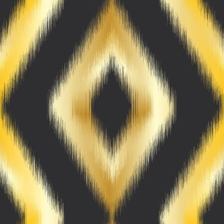Gold diamond ikat seamless pattern swatch on blackのイラスト素材