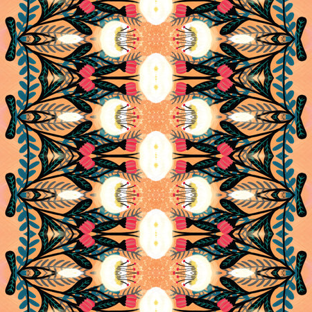 Folk floral hand painted seamless pattern swatch.