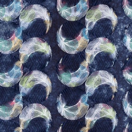 Seamless happy geo pattern with navy and white