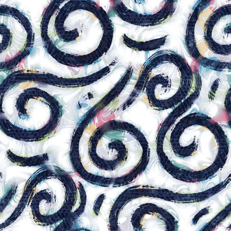 Seamless happy geo pattern with navy and whiteの写真素材