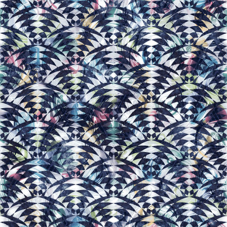Seamless happy geo pattern with navy and white