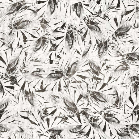 Neutral tropical palm tree leaves seamless patternの写真素材