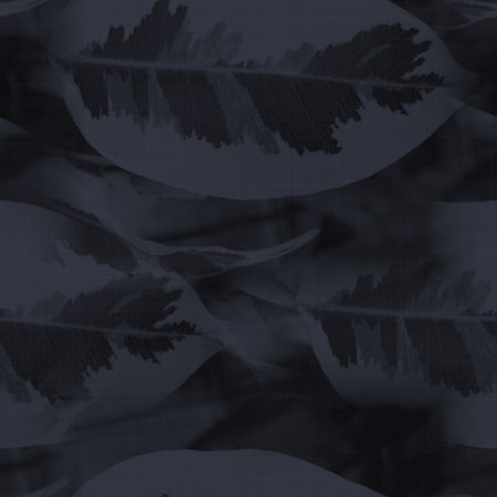 Dark moody almost black leaf seamless pattern