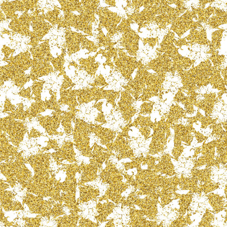 Gold glitter and white tropical seamless pattern