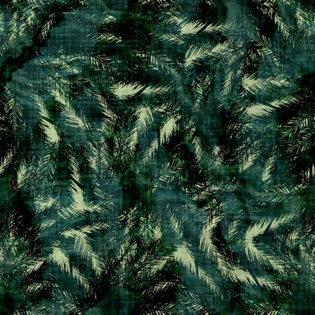 Green tropical palm tree leaves seamless pattern