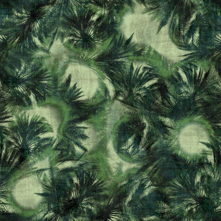 Green tropical palm tree leaves seamless pattern