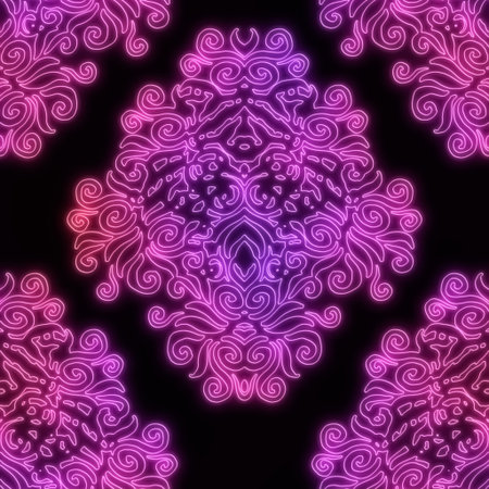 Neon light on black seamless repeat pattern
