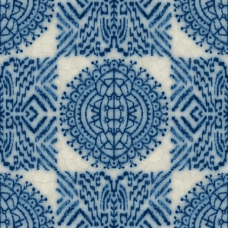 Seamless cracked blue and white ceramic design