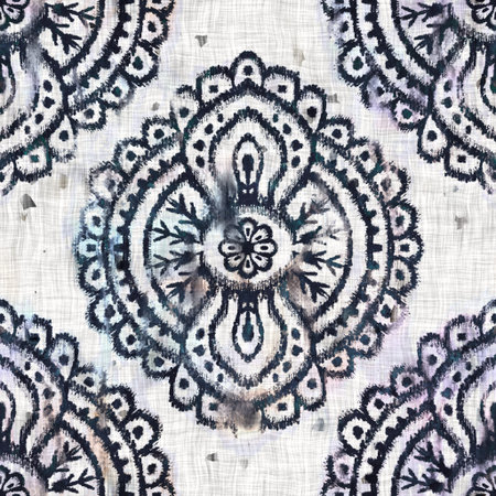 Seamless grungy tribal ethnic rug motif pattern.