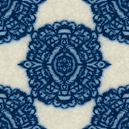 Seamless cracked blue and white ceramic design