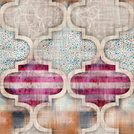 Seamless Moroccan inspired highly textured pattern for surface printの写真素材