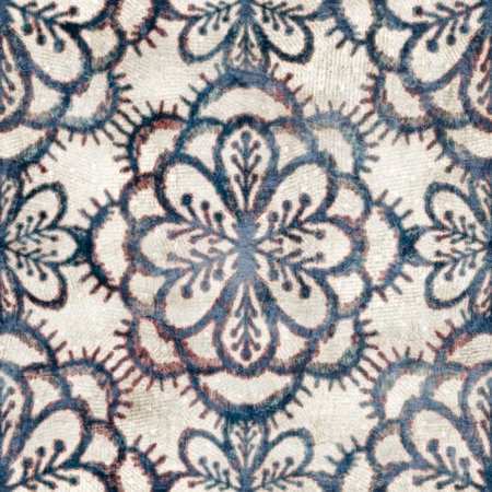 Seamless grungy tribal ethnic rug motif pattern.