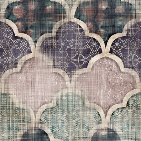 Seamless Moroccan inspired highly textured pattern for surface print