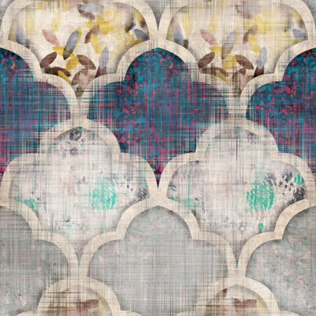 Seamless Moroccan inspired highly textured pattern for surface print