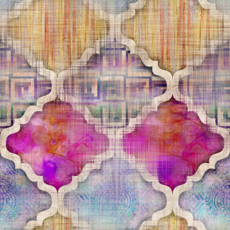 Seamless Moroccan inspired highly textured pattern for surface print
