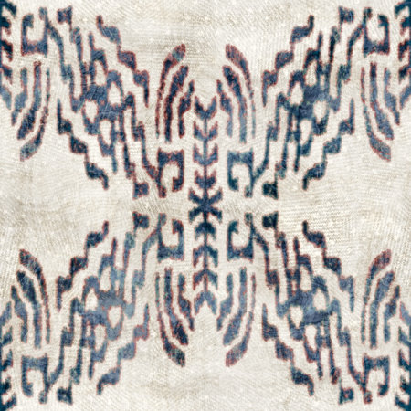 Seamless grungy tribal ethnic rug motif pattern.