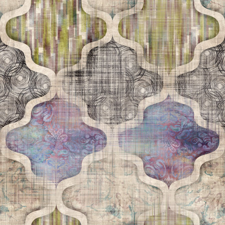 Seamless Moroccan inspired highly textured pattern for surface print
