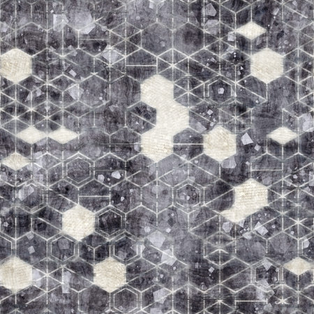 Seamless grungy hexagon pattern isometric geometry net print