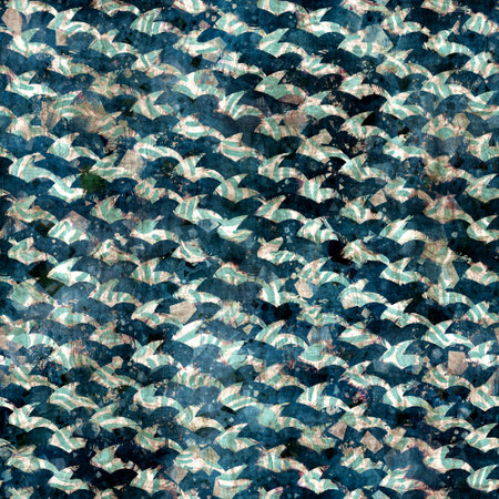 Seamless elegant mixed media pattern in navy, blue, pink, and creamの写真素材